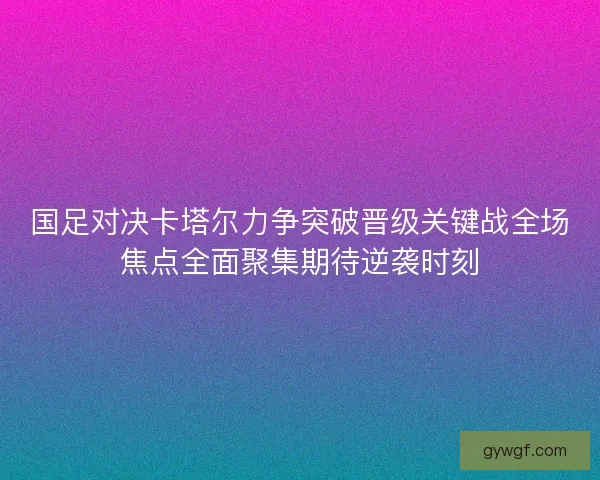 国足对决卡塔尔力争突破晋级关键战全场焦点全面聚集期待逆袭时刻