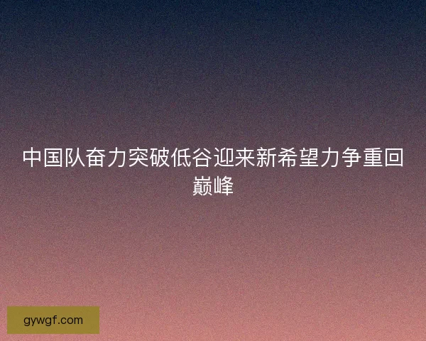 中国队奋力突破低谷迎来新希望力争重回巅峰