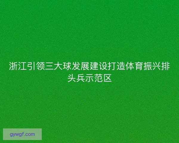 浙江引领三大球发展建设打造体育振兴排头兵示范区 浙江引领三大球发展建设打造体育振兴排头兵示范区